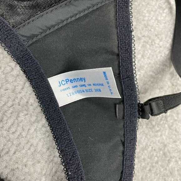 Vintage 1970 JcPenny Black Lace Elastic Removable Strap Bra 36B USA - Picture 6 of 6